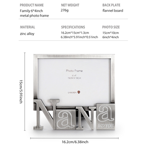 Cadre <span class=keywords><strong>photo</strong></span> en métal multicolore écologique Nana, vente en gros d'usine, 4x6, en alliage de zinc, cadeau pour la fête des Mères, Thanksgiving, décoration intérieure - Product Image 2