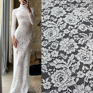 Nouvelle dentelle en coton sexy 2026 à bords ondulés, motif grande rose, pour jupes, robes, vêtements féminins, dentelle noire pour robe de mariée - Product Image 1