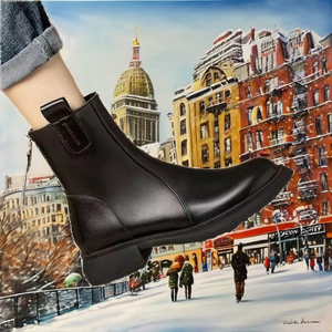 Fashion Waterproof Rubber Sole Comfort Short Ankle <b>Boots</b> for Women with Zipper Closure Thick Heel Winter - Product Image 2