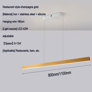 Lampadario rettangolare a una linea lineare lampadario ristorante bar soggiorno lampadario creativo può sollevare lampadario - Product Image 6