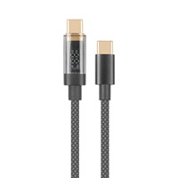 Cable de Datos Tipo-C con Pantalla Digital de Nailon, Cable de Carga Rápida de 100 W PD, Cable Transparente en Tiempo Real