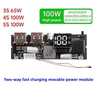 Module de batterie externe à charge rapide bidirectionnelle PD 65W/100W, carte de charge à 6 ports avec affichage numérique, kit de carte mère DIY