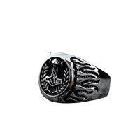 Vente en gros de bague rétro flamme marteau de Thor en acier inoxydable, titane coulé, plaqué argent pour cadeau de fiançailles, bijoux