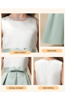 Vestido de Satén con Cuello Redondo para Niñas, Diseño 2025, Estilo Dulce con Lazo Decorativo, Gran Venta para Cumpleaños, Fiesta de Flores, Largo hasta la Rodilla, para ODM - Product Image 2