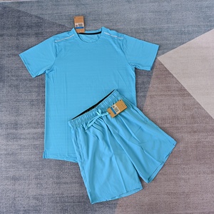 Set Olahraga Anti-Bakteri Cepat Kering Bernapas Ukuran Besar Unisex Musim Panas Kaos Lari Reflektif Celana Pendek Elastis Tinggi 2 Potong - Product Image 4