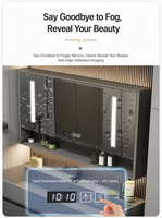 Ensemble de meuble-lavabo mural personnalisé avec miroir, vasque en céramique et armoire en contreplaqué PVC pour projets hôteliers et résidentiels modernes
