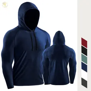 Custom Logo Long Sleeve Workout Muscle Fitness Sports Men Gym Fitness Stretch Quick Dry Fit Hoodies