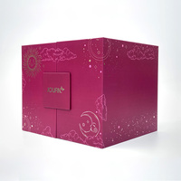 Boîte cosmétique rose à double porte avec impression dorée, calendrier de l'avent en papier, boîtes de calendrier de l'avent pour filles