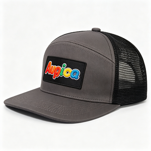 Gorra Trucker con Visera Curva, Gorras Trucker de Malla Negras Personalizadas, Gorras Trucker de Malla de 6 Paneles - Product Image 1