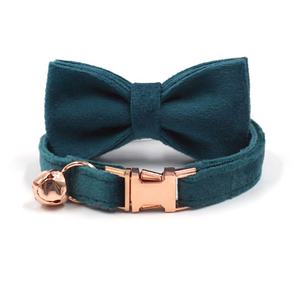 <span class=keywords><strong>Collar</strong></span> de terciopelo con cascabel para gato y perro, Gargantilla de lujo con grabado de logotipo personalizado - Product Image 1
