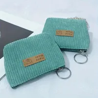 Pochette à monnaie en velours, organiseur de cosmétiques durable, sac de transport unisexe doux à rayures, mini pochette en velours, petit sac de rangement de voyage