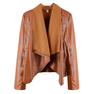 Cappotto nero da donna in finta pelle sintetica giacche corte morbide da <span class=keywords><strong>moto</strong></span> femminili - Product Image 5