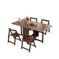 Table à manger pliante en bois massif, table à manger rectangulaire décontractée pour la maison et chaises, table pliante rétractable pour petits espaces