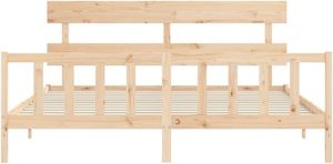 Semplice struttura del <span class=keywords><strong>letto</strong></span> con testiera in legno massello 200x200 cm - Product Image 3