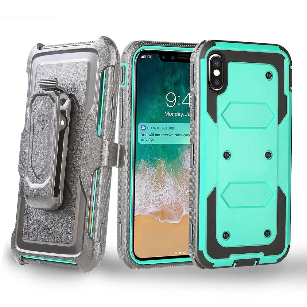 360 Full Protect Kickstand Heavy Duty Shockproof Phone Case with Belt Clip for iPhone/Samsung/LG/MOTO