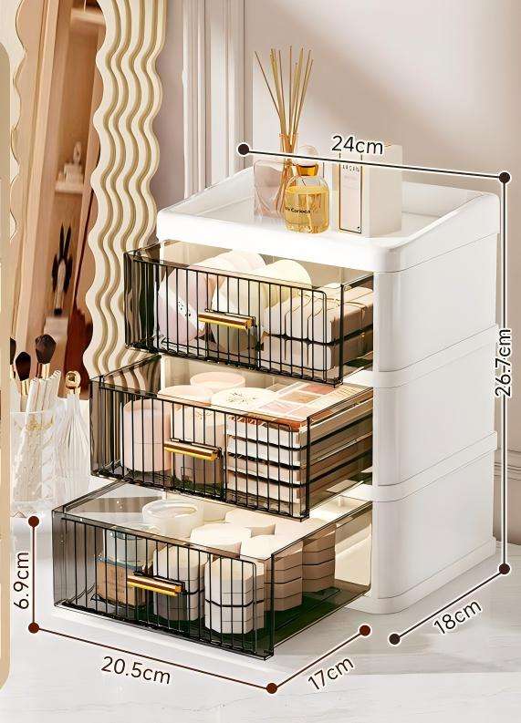 Blanc - Tiroir à dessus plat trois couches