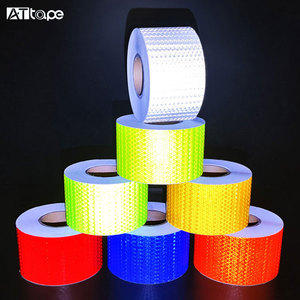 Autocollant de sécurité réfléchissant luminescent jaune-vert en sergé, décoratif, haute visibilité, adhésif acrylique, <span class=keywords><strong>bande</strong></span> PVC simple - Product Image 4