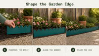 Panneau de clôture de jardin en plastique PP ondulé, durable, anti-UV, imperméable, à bords festonnés, avec piquets de fixation au sol, pour aménagement paysager modulaire