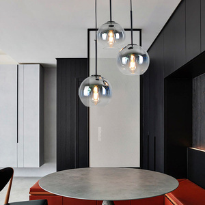 Lampe suspendue moderne de style loft, argent, or, boule de <span class=keywords><strong>verre</strong></span>, <span class=keywords><strong>luminaire</strong></span> de cuisine, <span class=keywords><strong>luminaire</strong></span> de salle à manger, <span class=keywords><strong>luminaire</strong></span> de salon - Product Image 2