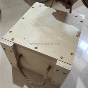 Caisse en <span class=keywords><strong>bois</strong></span> robuste pour transport de marchandises, en contreplaqué, avec couvercle et poignée en corde, personnalisable, pour la vente, emballage de détail - Product Image 2