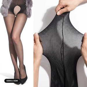 Pantimedias Ultraelásticas de Jacquard a Cuadros, Tejidas, de Cintura Alta, Transparentes, Finas, Sexys, de Nailon, Talla Grande, Talla Queen - Product Image 1