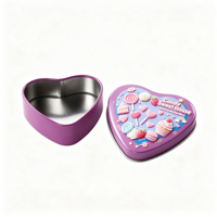 Boîte en métal en forme de cœur pour bonbons, motif gaufré 3D, conteneur de rangement en métal pour cadeaux de fête d'enfants, emballage de chocolat