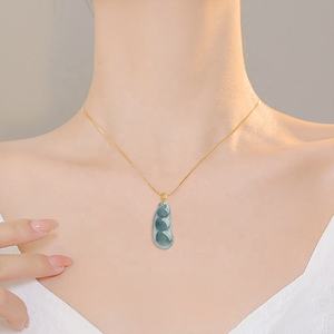 หยกเจไดต์ธรรมชาติสีน้ำเงินทรงเม็ดหยก จี้ทองคำ 18K ดีไซน์ดั้งเดิมสไตล์จีน สำหรับทั้งชายและหญิง พร้อมใบรับรองการประเมินราคา D260 - Product Image 4