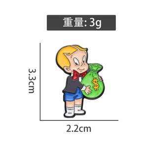 Cartoon Jongen Houden Geld Tas Broche Anime Richie Rijke Jongen Met Geld Tas Emaille Reversspeldjes - Product Image 5