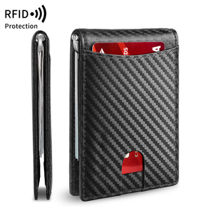 Sac à main mince minimaliste avec pince à billets RFID bloquant le porte-carte à deux volets pour hommes portefeuille Portable en Fiber de carbone - Product Image 1