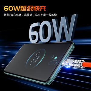 สายเคเบิลข้อมูล PD แบบหมุนได้ 180 องศา 60W ชาร์จเร็วสำหรับโทรศัพท์แอปเปิ้ล ไอโฟน หัวเว่ย ออเนอร์ - Product Image 3