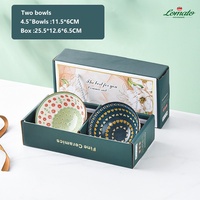 Coffret Cadeau en Gros, Ensemble de Bols en Céramique Bleu et Blanc Porcelaine Bohème (2, 4, 6 Pièces) pour Fête de Mariage avec Baguettes
