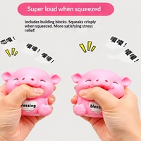Jouet à presser en caoutchouc thermoplastique fait main en forme de cochon souriant - Modèle anti-stress et de décompression FZ-E5137