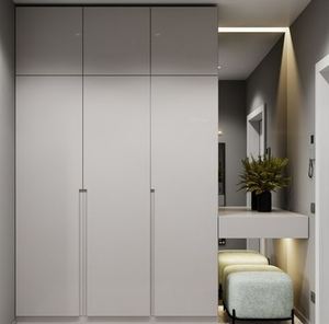 <span class=keywords><strong>Armoire</strong></span> de Luxe sur Mesure pour Chambre à Coucher, Style Européen Moderne, en Bois à Grain Foncé, avec Portes Battantes - Product Image 4