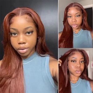 Perruque Lace Front Wig lisse 13x4, perruques Lace Frontal Transparent pour femmes <span class=keywords><strong>Auburn</strong></span> Brown, perruques de cheveux humains #33 - Product Image 5