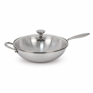 Wok en acier inoxydable 316 à trois couches, poêle à induction, poêle à frire, poêle à fond plat de qualité alimentaire, poêle antiadhésive non revêtue - Product Image 2