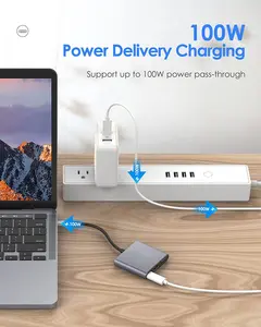 Multipoort Aluminium Hoge Kwaliteit 3 In1 Usb Type C Hub Naar Hdmi High Speed 3.0 Usb Type C hdmi Adapter Hd 4K Usb C Hub 3.0