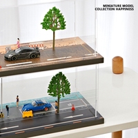 Diorama de parking miniature 1:64 avec boîte en acrylique, modèle de garage de stationnement pour voitures
