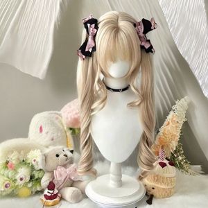 Peluca Lolita Roman Curl, pelo largo y rizado con flequillo, fibra Kanekalon, línea de cabello natural, estilo dulce para mujeres - Product Image 5