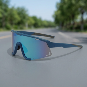 Sports Hunting Sunglasses with PC Lenses UV400 Protection Semi-Rimless Frame Blue for Outdoors Use - Product Image 2