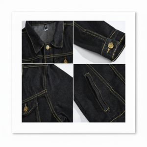 Chaqueta Vaquera de Algodón para Hombre, Cazadora de Motorista Negra Retro, Abrigo Vaquero, Ropa de Calle, Primavera y Otoño - Product Image 1