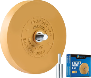 Roue de gomme à <span class=keywords><strong>effacer</strong></span> en caoutchouc avec adaptateur pour perceuse - Outil de suppression des <span class=keywords><strong>rayures</strong></span> pour vinyle, graphiques et ruban adhésif double face |   Compatible avec <span class=keywords><strong>les</strong></span> perceuses électriques - Product Image 1