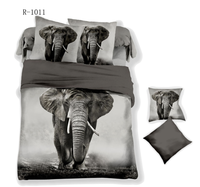 Draps de lit imprimés 3D Anima 100% animaux Housse de couette Taie d'oreiller 4 Pc Set Literie à impression numérique Lion Éléphant Léopard Tigre