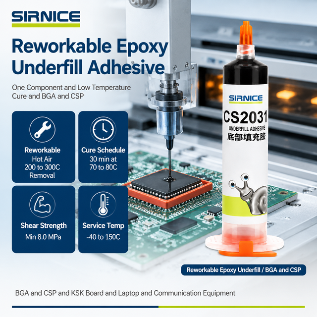 Epoxy Underfill One Component Repairable Fast Cure BGA CSP Solder Joint Protection Electronics CS2031