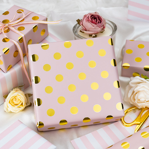 Papier cadeau rose doré à pois, papier artistique double face pour l'artisanat et les cadeaux - Product Image 1