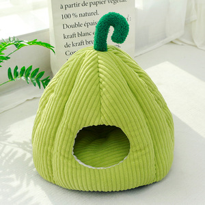 Pumpkin <b>Cat</b> <b>Bed</b> Winter Warmth Thickened Semi Enclosed <b>Cat</b> Sleeping Nest Pet House for Kitten Puppy Warm Pet <b>Cat</b> <b>Bed</b> Cave - Product Image 2