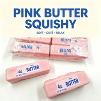 JY Pink Butter Squishy Holiday Creamy Pixel Bar 4oz PU Salted Yellow Stress Relief Soft Stretchy Sensory Squeeze Toy for 14+
