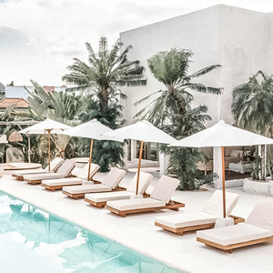 Moderno in legno letto a baldacchino ombrellone 10 piscina mobili da esterno per spiaggia giardino Hotel piscina Reciliner per uso esterno - Product Image 2