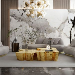 Bàn trà hình thân cây độc đáo, chất liệu thép không gỉ vàng, phong cách sang trọng nhẹ nhàng cho phòng khách - Product Image 2