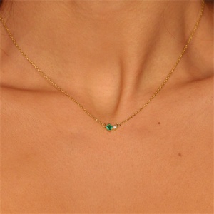 Wholesale Charms for Jewelry Making Women Necklace Stainless Steel Geometric 12 Birthstone Cubic Zircon Pendants - Product Image 6