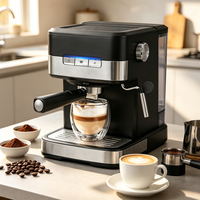 Machine à café domestique avec mousseur à lait, machine à café 2-en-1 pour dosettes K-Cup et café moulu, préparation rapide de lattes et cappuccinos